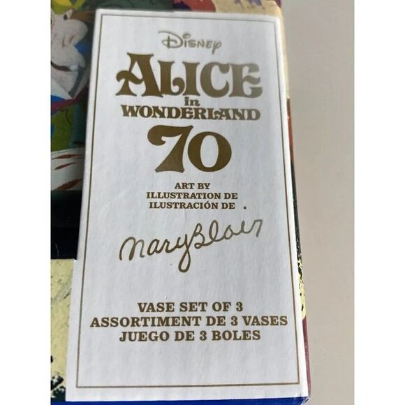 Set Of 3 Disney Store Alice in Wonderland By Mary Blair Vases 70th Anniversary - Picture 8 of 11
